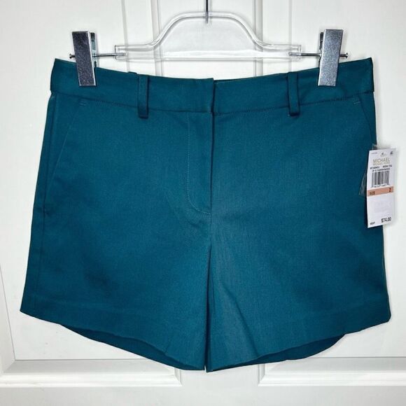 NWT Michael Kors Women's Shorts Spring 22 Fashion Basics Casual Teal Size 2 - Picture 1 of 6
